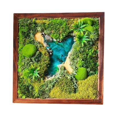 quality 30*30cm Pared de musgo de renos Arte de paneles estabilizados para decoración de paisajes con logotipo personalizado factory